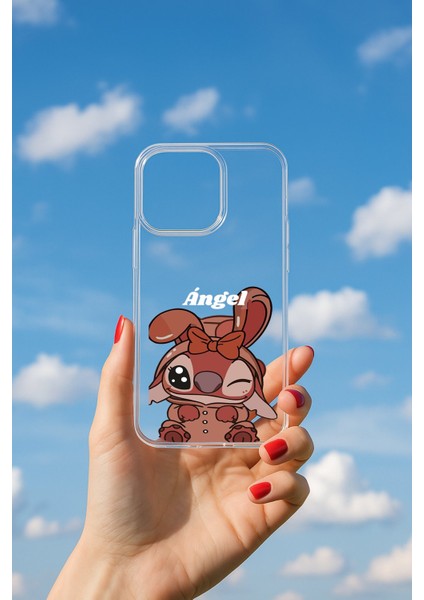 iPhone 17 Air Uyumlu Soyulmayan Angel Baskılı Şeffaf Yumuşak Kılıf