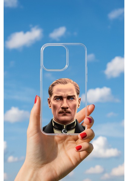 iPhone 16 Pro Uyumlu Soyulmayan Atatürk Üniforma Baskılı Şeffaf Yumuşak Kılıf