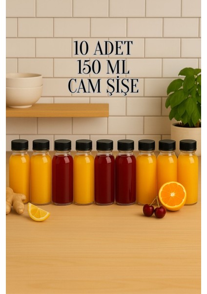 10 Adet 150 ml Kilitli Siyah Kapaklı Şeffaf Detox Shot Şişesi 150 cc Ginger Şat Beyaz Cam Şişe fiyatları