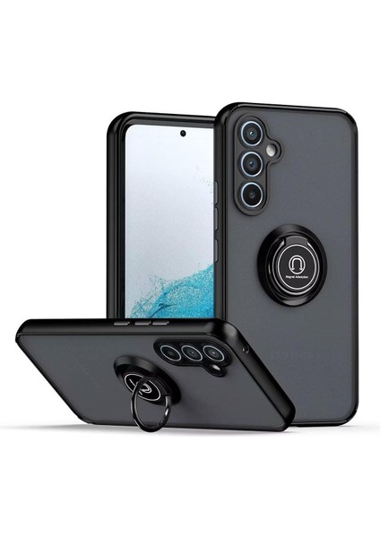 Samsung Galaxy S25 Fe Kılıf Mat Parmak Izi Yapmaz Renkli Tuşlu 360 Yüzüklü Standlı Military Sert Silikon Kapak
