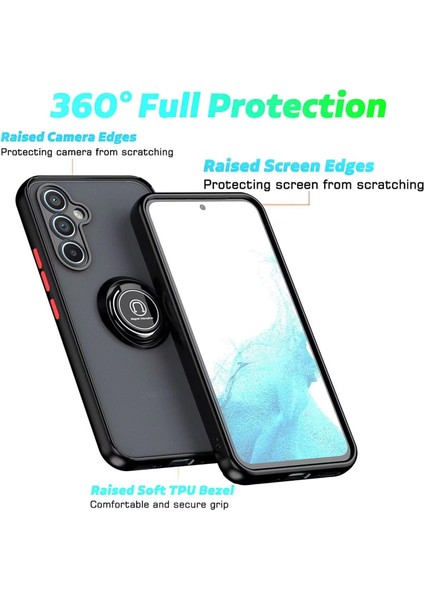 Samsung Galaxy S25 Fe Kılıf Mat Parmak Izi Yapmaz Renkli Tuşlu 360 Yüzüklü Standlı Military Sert Silikon Kapak fiyatları
