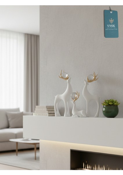 3'lü Dekoratif Geyik Biblo Seti indirimleri