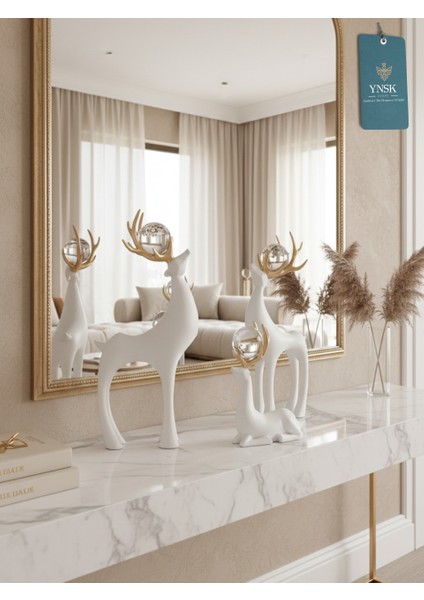 3'lü Dekoratif Geyik Biblo Seti