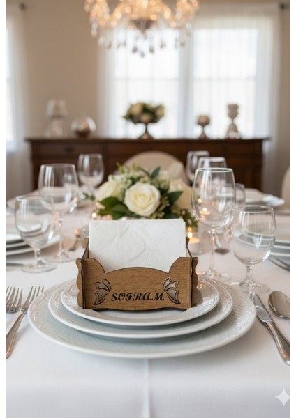 Ahşap Peçetelik Sunumluk Yazılı Yel Değirmeni Detaylı