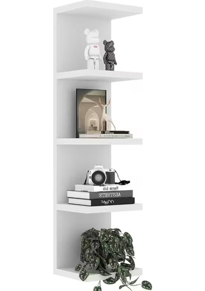 Katmanlı 5 Katlı Ahşap Duvar Rafı Depolama Rafı Beyaz 1 Adet fırsatları