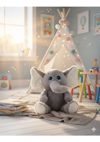 Peluş Oturan Fil Oyuncak Sevimli Çocuk 30 cm