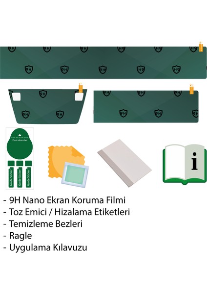 Togg T10F (2025) Uyumlu 29" Multimedya, 12.3" Gösterge ve 8" Klima 3'lü Set 9h Nano Ekran Koruyucu fiyatları