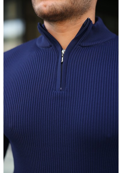 Erkek Balıkçı Zip Yaka Uzun Kollu Triko