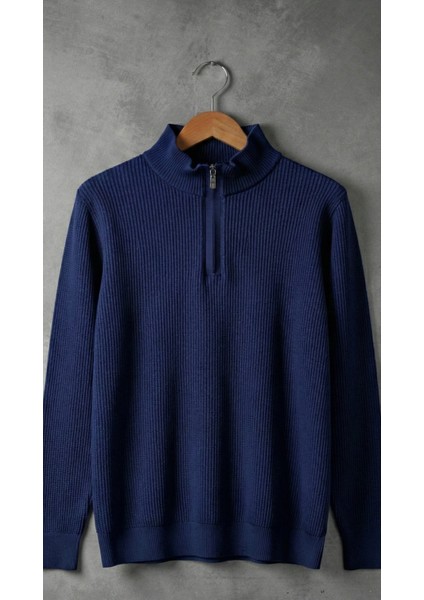 Erkek Balıkçı Zip Yaka Uzun Kollu Triko