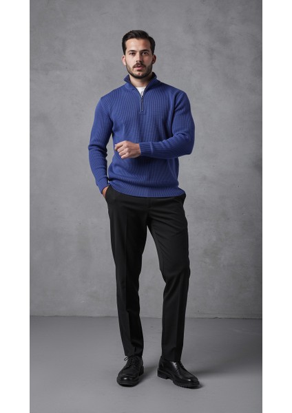 Erkek Balıkçı Zip Yaka Uzun Kollu Triko