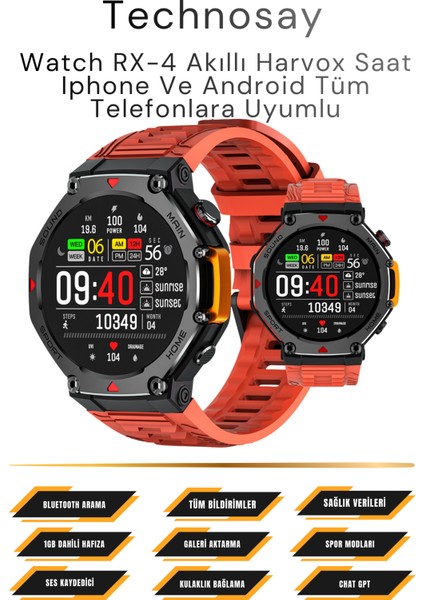 Technosay Watch Rx-4 Akıllı Saat Iphone ve Android Tüm Telefonlara Uyumlu