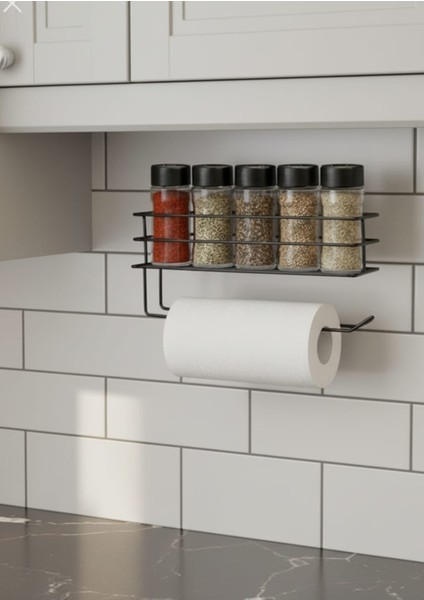 Raflı Metal Havlu Kağıtlığı Banyo Mutfak Düzenleyici