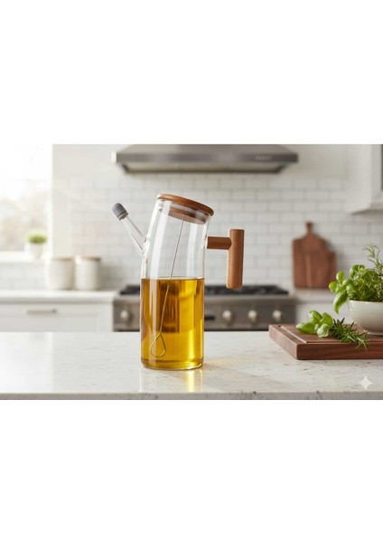 Cam Yağdanlık Şekilli Ahşap Detaylı Mutfak Sofra