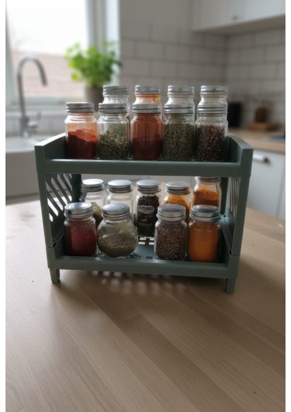 Banyo Mutfak Dolap Içi Düzenleyici Raf Organizer 2 Katlı Yeşil fiyatları