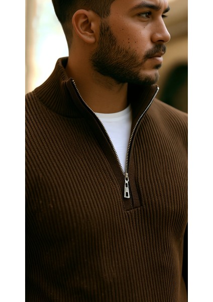 Erkek Balıkçı Zip Yaka Uzun Kollu Triko modelleri