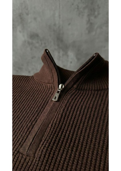 Erkek Balıkçı Zip Yaka Uzun Kollu Triko