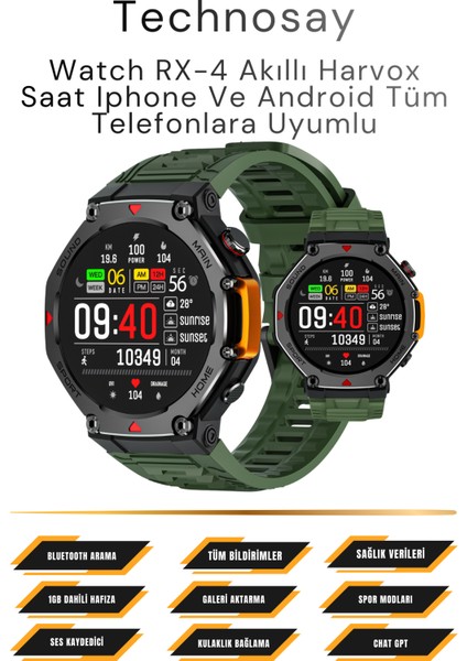 Technosay Watch Rx-4 Akıllı Saat Iphone ve Android Tüm Telefonlara Uyumlu