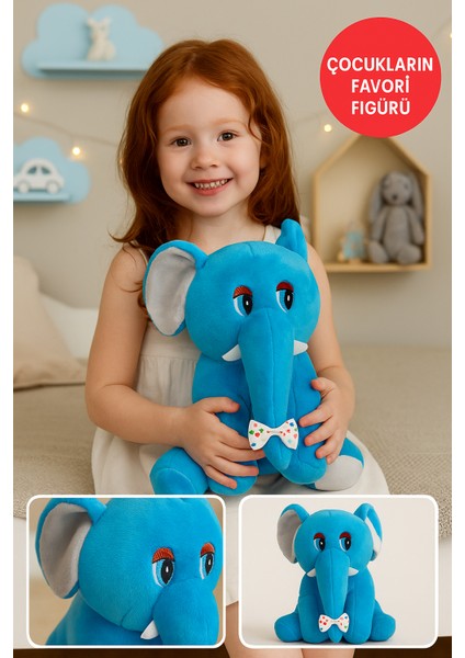 Mavi Fil Peluş Oyuncak 20×17 cm – Çocuk Odası Dekoru, Sevimli Bebek Hediyesi, Yumuşak Peluş Figür