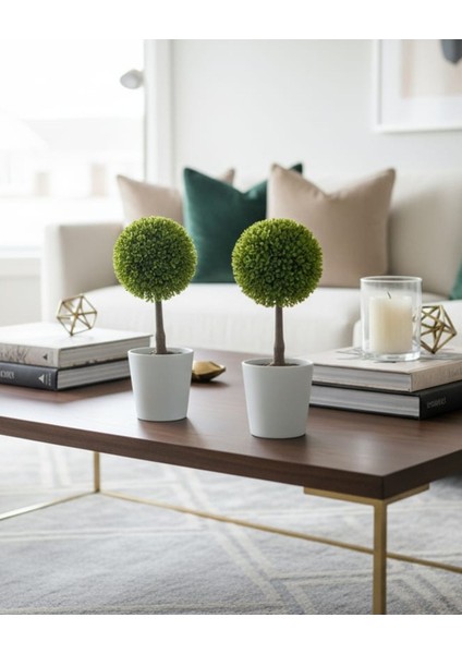 Yapay Çiçek Saksılı Mini Top Ağacı Canlı Şık Görünüm 1 Adet modelleri