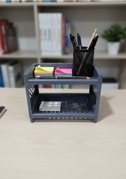 Banyo Mutfak Dolap Içi Düzenleyici Raf Organizer 2 Katlı Lacivert fiyatları