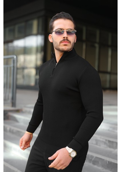 Erkek Balıkçı Zip Yaka Uzun Kollu Triko
