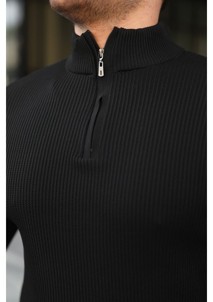 Erkek Balıkçı Zip Yaka Uzun Kollu Triko