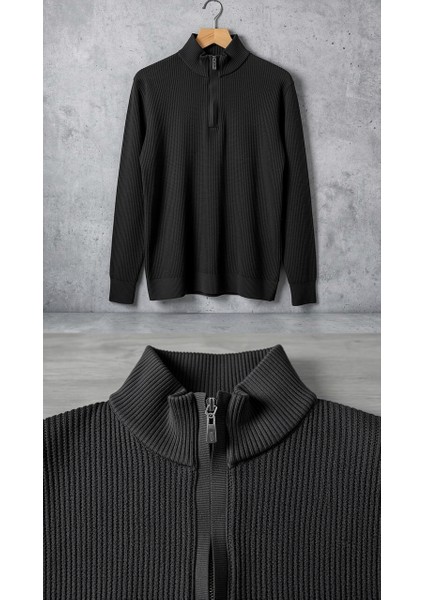 Erkek Balıkçı Zip Yaka Uzun Kollu Triko