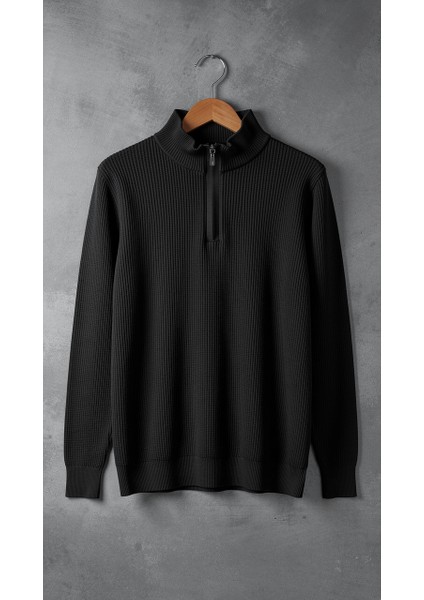 Erkek Balıkçı Zip Yaka Uzun Kollu Triko