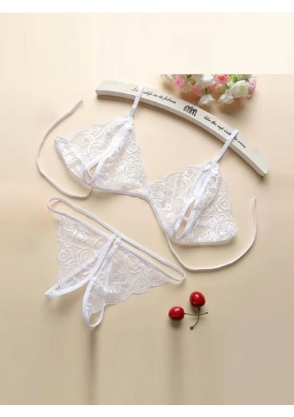 Fantezi Beyaz Dantelli Seksi Sütyen Kilot Takım