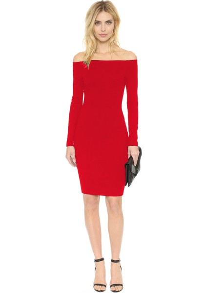 B101298 Uzun Kollu Straplez Elbise modelleri