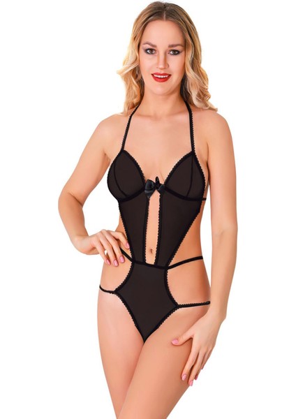 Siyah Lcralı Tül Bodysuit - 931