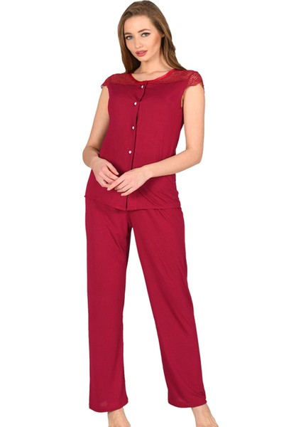 Bordo Penye Pijama Takımı - 1632