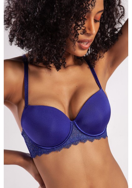 Garland Big Size Plunge Bra, Saks Mavi Konforlu ve Şık Sütyen