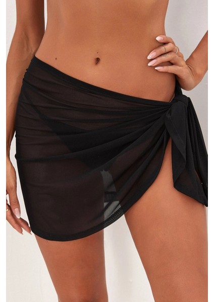 Kadın Siyah Transparan Belden Bağlamalı Pareo fırsatları