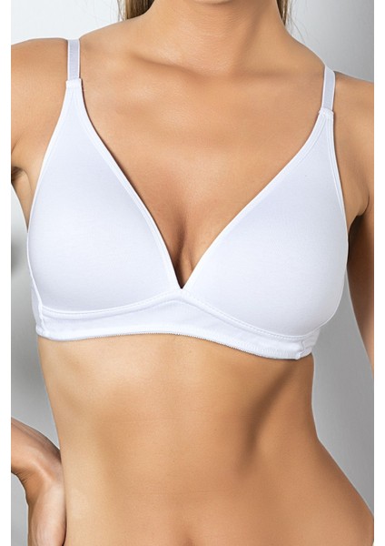 Beyaz Günlük Konforlu Ince Nefes Alan Süngerli Pamuk Sütyen, Kadın Iç Giyim