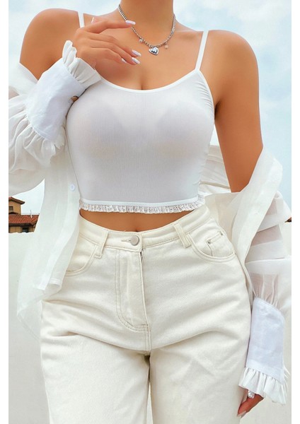 Kadın Beyaz Alt-Üst Dantel Detaylı Şortlu Şık Gecelik Takım fiyatları