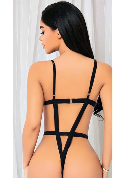 Siyah Ip Detaylı Tül Fantezi Body fiyatları