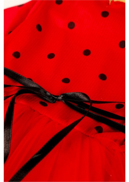 Linda Kız Bebek Prenses Kabarık Tütü Elbise Uzun Kol Puantiyeli Esnek Likralı Kırmızı Tüllü Yılbaşı Hediyesi modelleri
