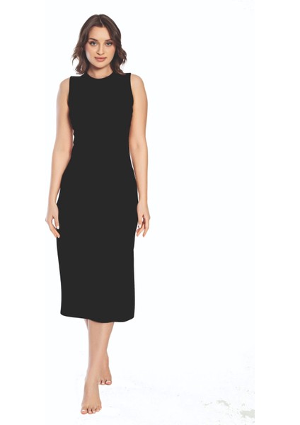 3164 Kalın Askı Uzun Viskon Elbise Kombinezon