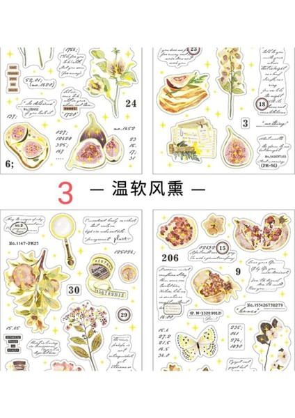 W2-2 Sayfa Kendinden Kesimli Yaldızlı Pet Sticker - Numara : 3 modelleri