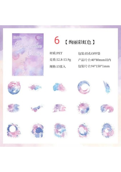 D5-15 Adet Boya Pet Stlcker - Numara : 6 modelleri