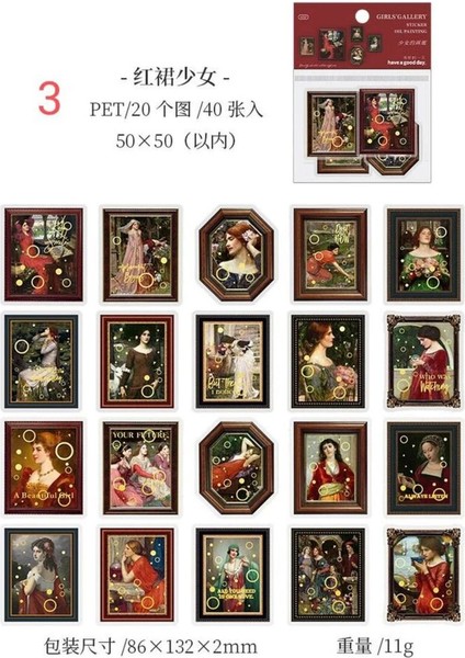 W4-Fırsat Ürün 40 Adet Kız Tablo Pet Sticker - Numara : 4 indirimleri