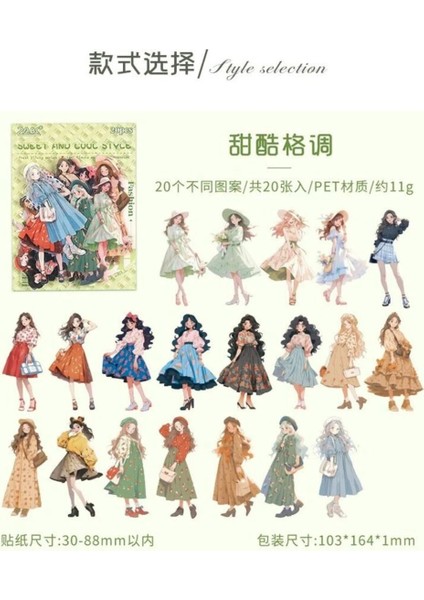 W7-20 Adet Kız Pet Sticker - Renk : Turuncu fiyatları