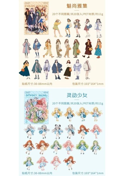 W7-20 Adet Kız Pet Sticker - Renk : Turuncu modelleri