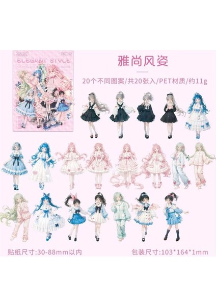 W7-20 Adet Kız Pet Sticker - Renk : Turuncu fırsatları