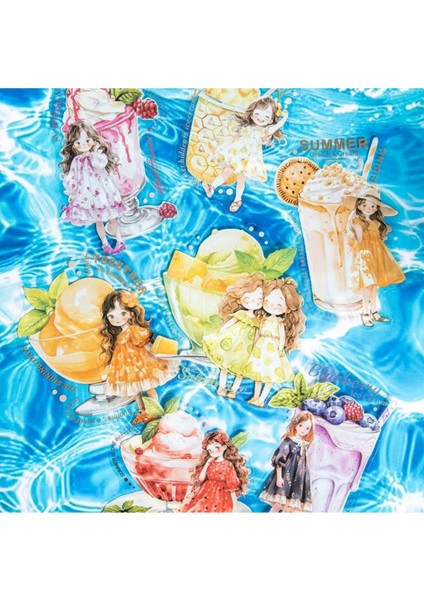 U9-10 Adet Yaz Kız Pet Sticker - Renk : Turuncu