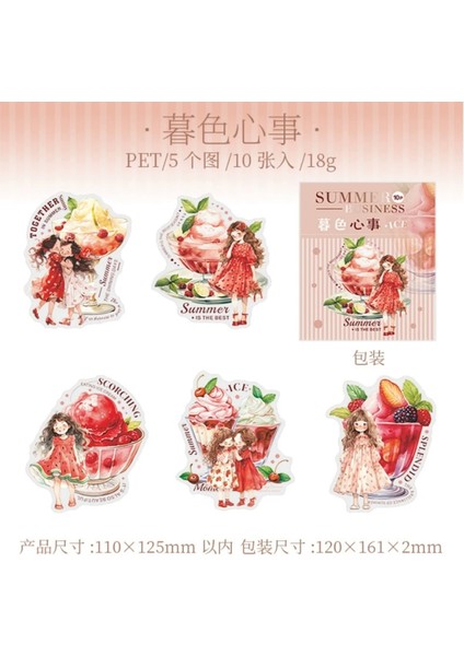 U9-10 Adet Yaz Kız Pet Sticker - Renk : Turuncu fiyatları