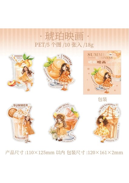 U9-10 Adet Yaz Kız Pet Sticker - Renk : Turuncu modelleri