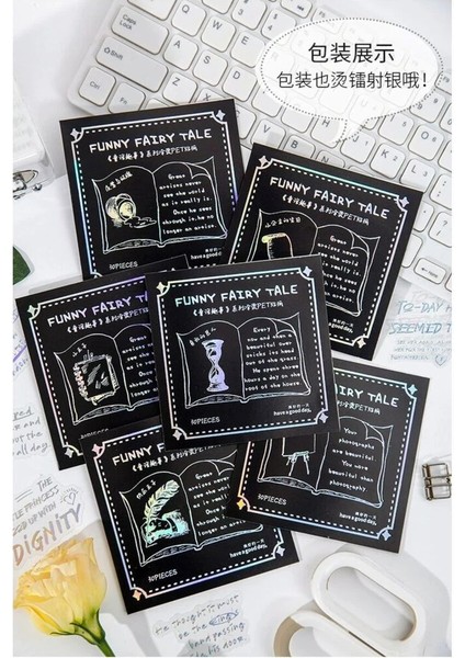 O1-30 Adet Gümüş Yazılar Pet Sticker - Numara : 2