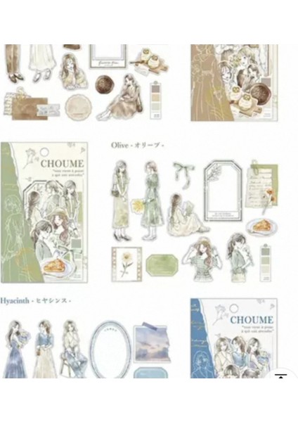 W2-36 Adet Kız ve Cerceve Sticker Seti - Renk : Yesil indirimleri